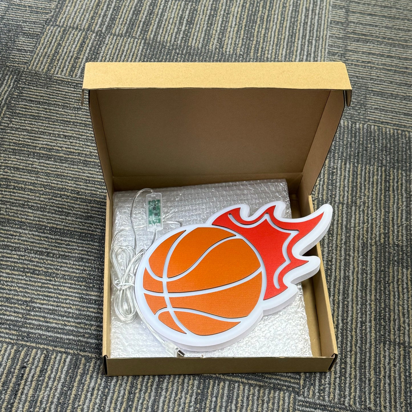 "Flaming Basketball" Neon Like Sign, Basketball LED Sign, Basketball Wall Sign