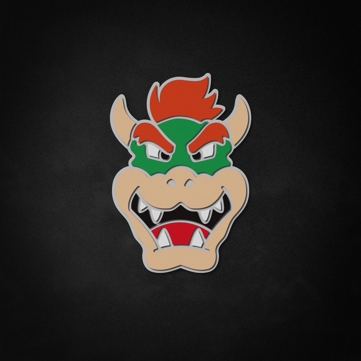"Mario Bowser Face" Neon Like Sign, Mario Game Room Decor, Mario LED Sign