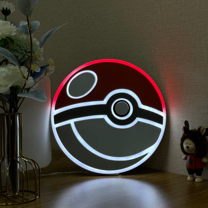 "Pokémon Poke Ball" Neon-Like Schild, Pokeball LED Schild, Geschenk für Kinder, Gamer