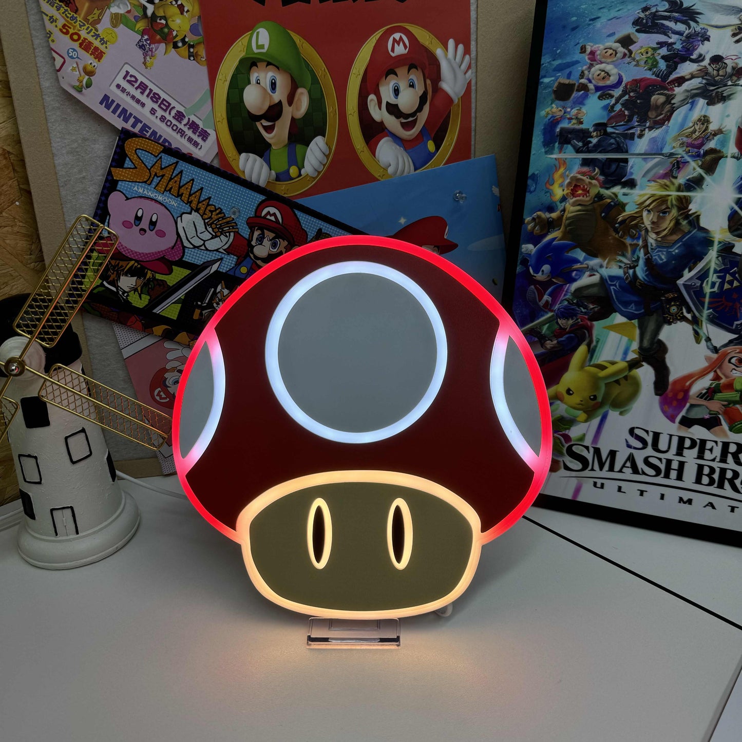 "Mario Super Mushroom" Neon-Like Schild, Mario LED Schild, Mario Game Room Dekor, Geschenk für Gamer