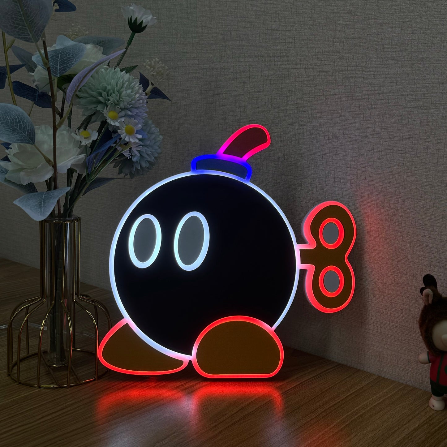 "Mario Bob-omb" Neon Like Sign, Mario Game Room Decor, Mario LED Sign