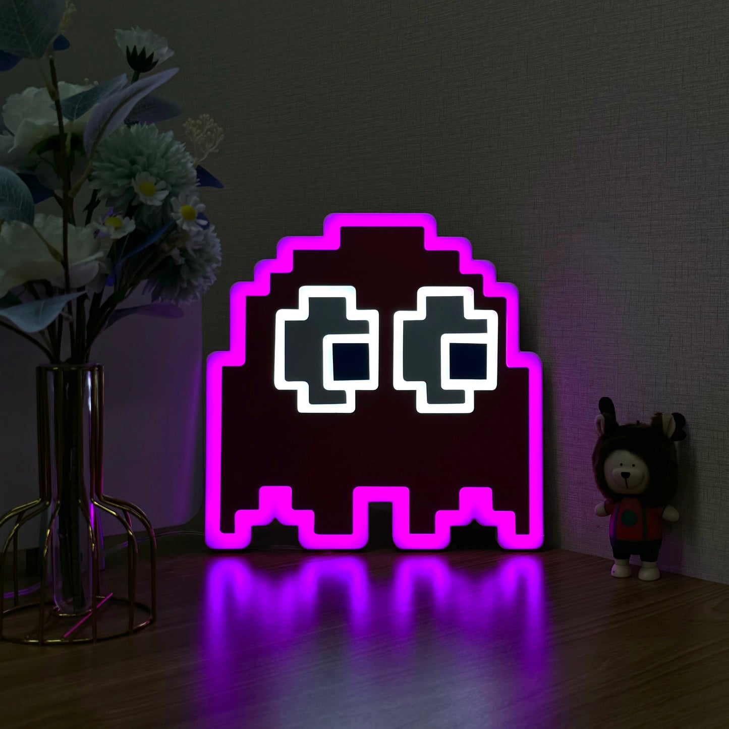 "Pac-Man Ghost" Neon-Like Schild, Pac-Man Zimmerdekor, Pac-Man Wanddekor, Geschenk für Gamer