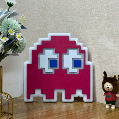 "Pac-Man Ghost" Neon-Like Schild, Pac-Man Zimmerdekor, Pac-Man Wanddekor, Geschenk für Gamer