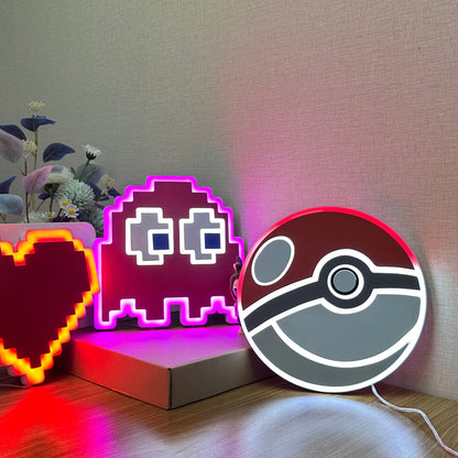 "Pokémon Poke Ball" Neon-Like Schild, Pokeball LED Schild, Geschenk für Kinder, Gamer