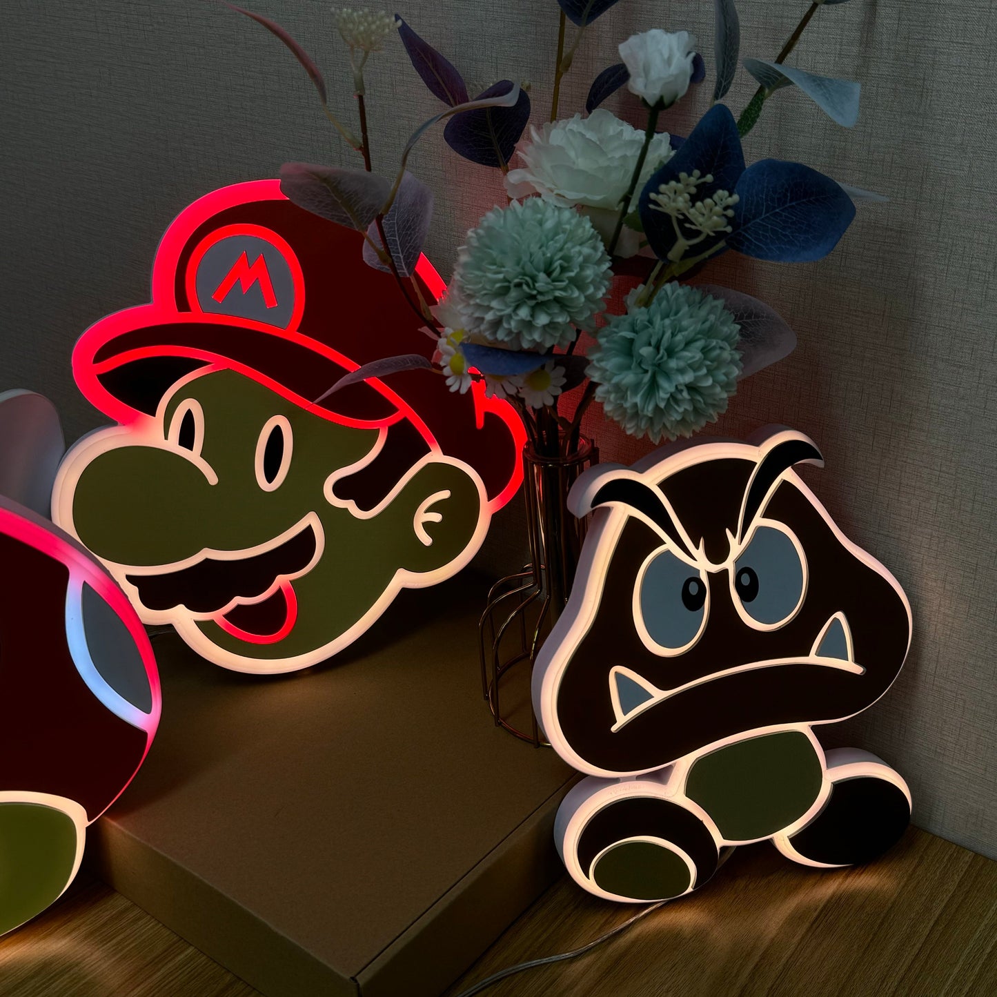 Enseigne LED "Mario Goomba", décoration de salle de jeux Mario, cadeau pour enfants, joueur