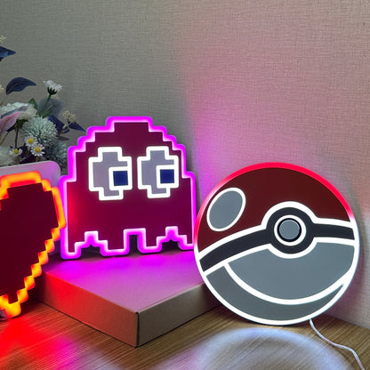 "Pac-Man Ghost" Neon-Like Schild, Pac-Man Zimmerdekor, Pac-Man Wanddekor, Geschenk für Gamer