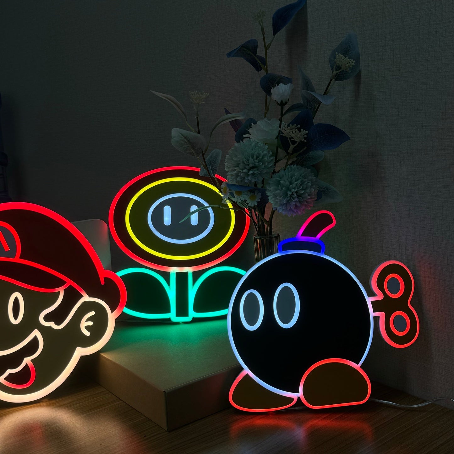 "Mario Bob-omb" Neon Like Sign, Mario Game Room Decor, Mario LED Sign