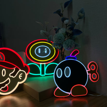 "Mario Bob-omb" Neon Like Sign, Mario Game Room Decor, Mario LED Sign