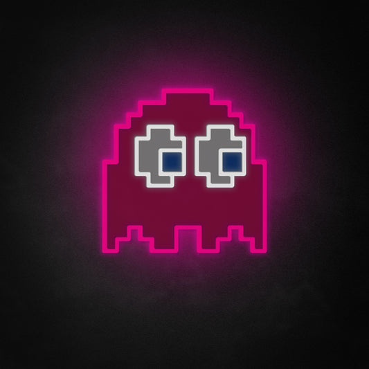 "Pac-Man Ghost" Neon-Like Schild, Pac-Man Zimmerdekor, Pac-Man Wanddekor, Geschenk für Gamer