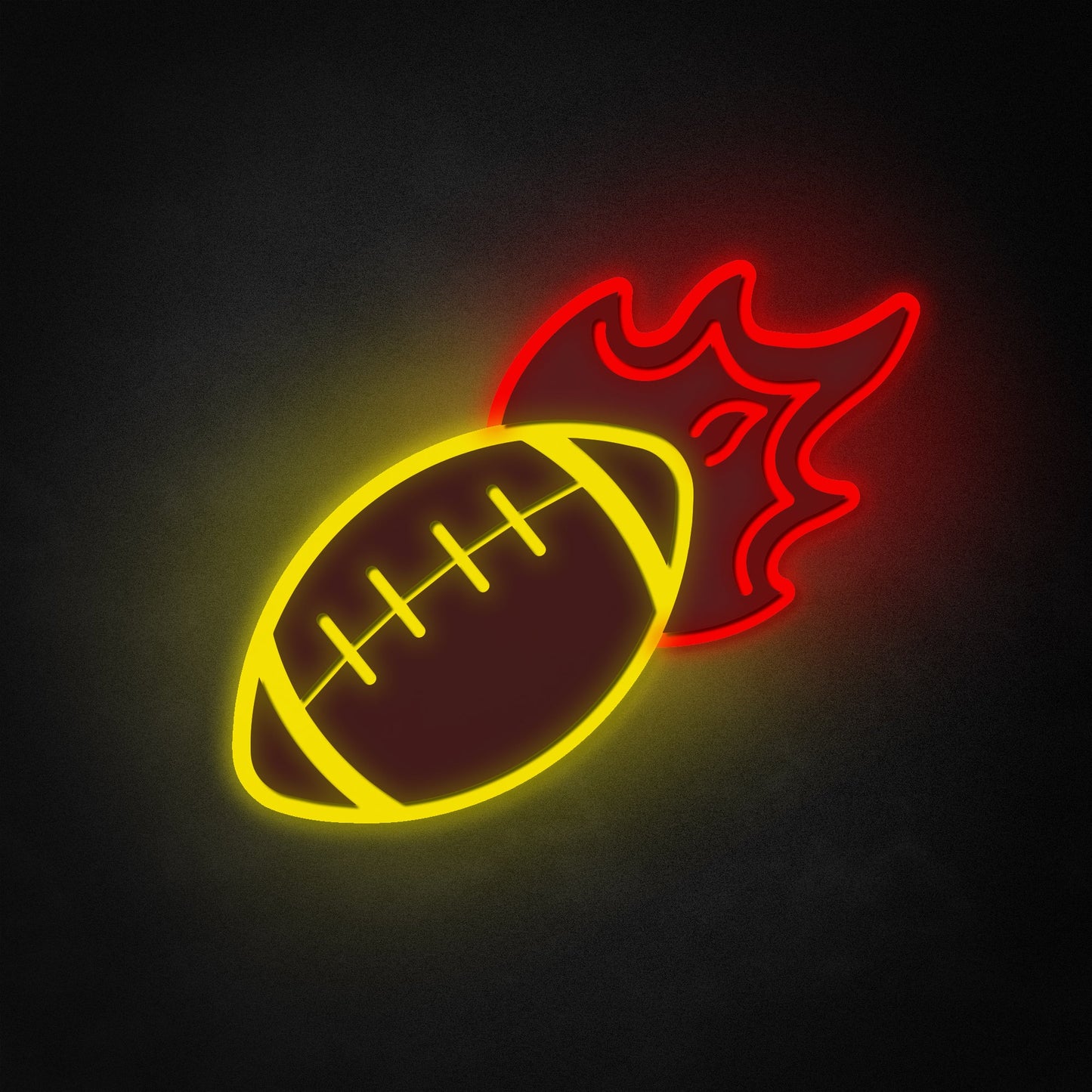 "Flaming Football" Neon Like Sign, Football Wall Sign, Football LED Sign