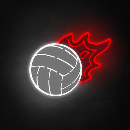 "Flaming Volley Ball" Neon Like Sign, Volley Ball LED Sign, Volley Wall Sign