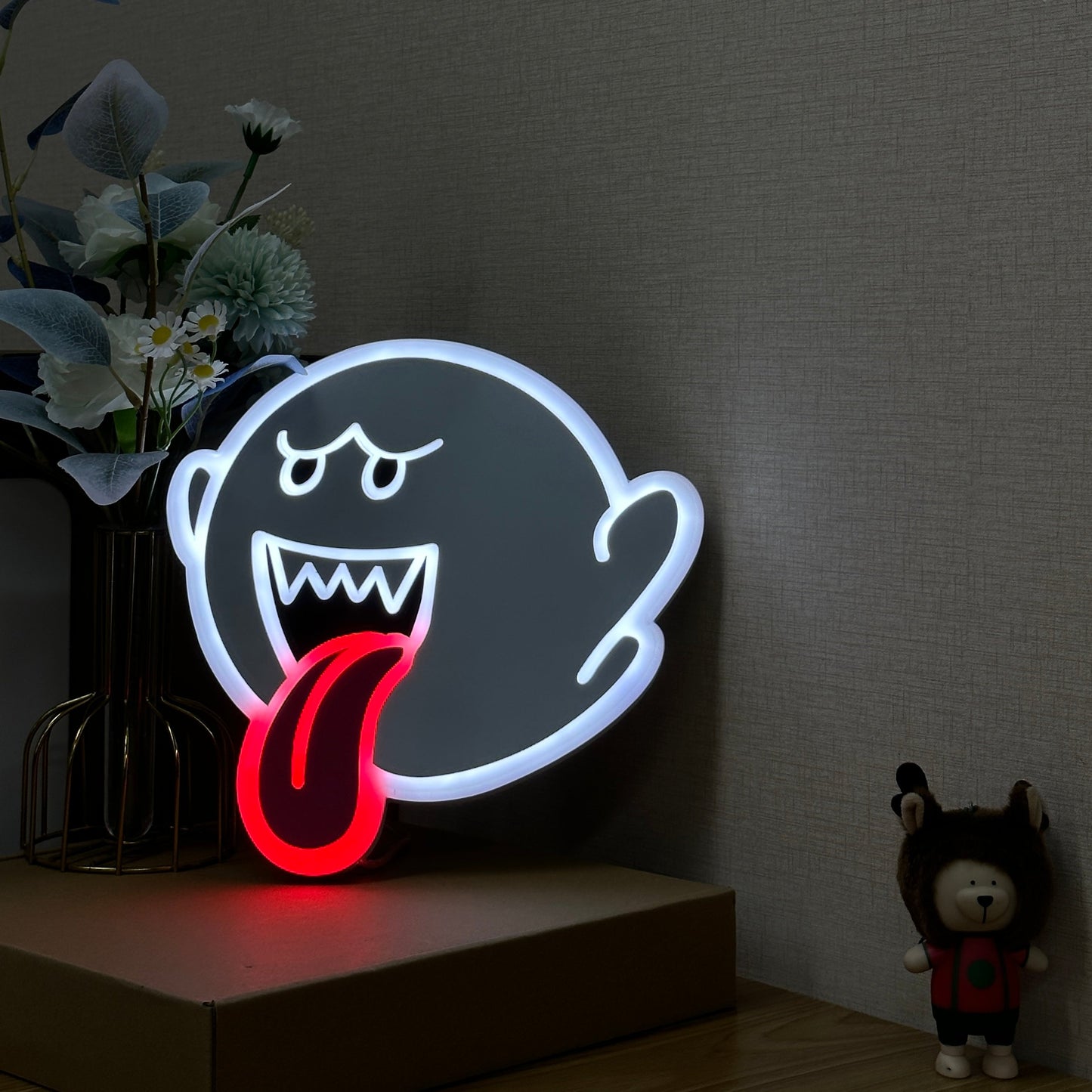 Enseigne LED "Mario Boo", décoration de salle de jeux Mario, cadeau pour enfants, joueur