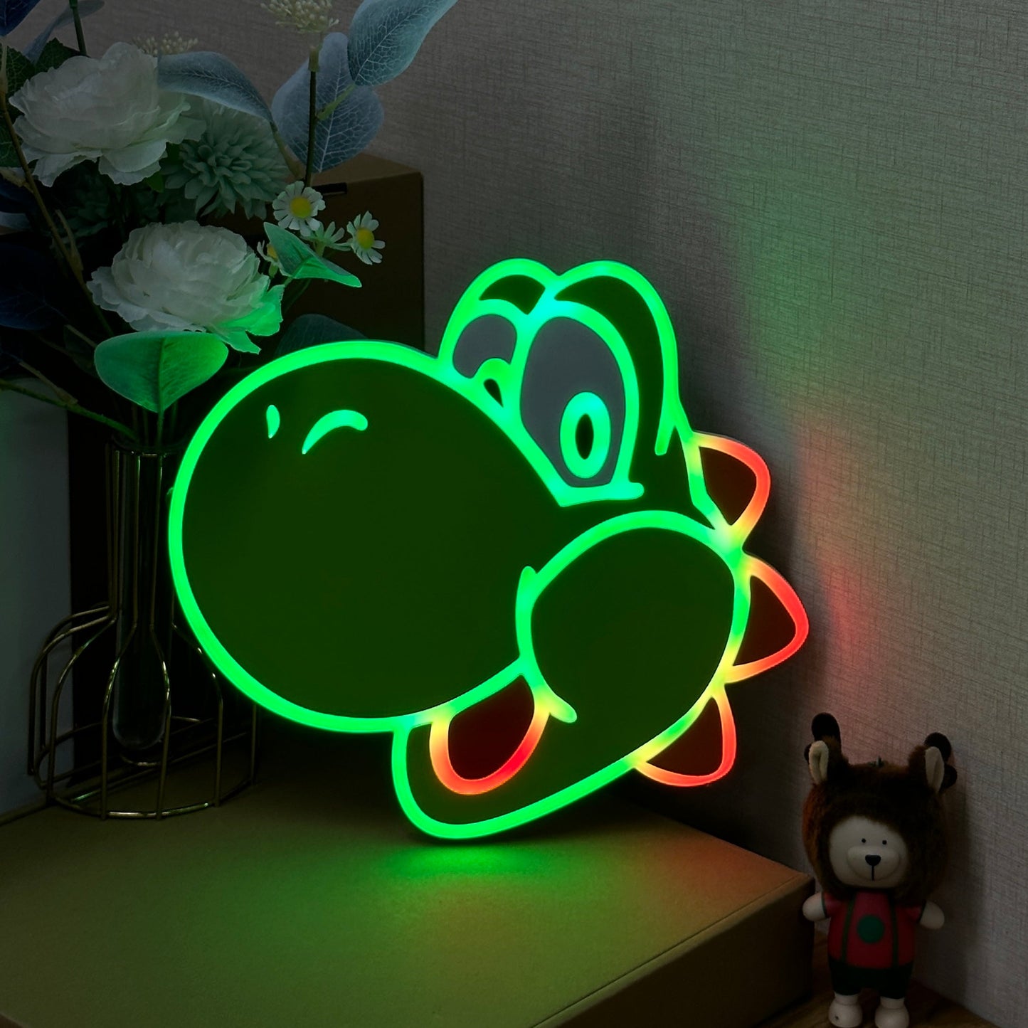 Enseigne LED "Mario Yoshi", Enseigne LED Mario, art mural Mario, cadeau pour enfants, joueur