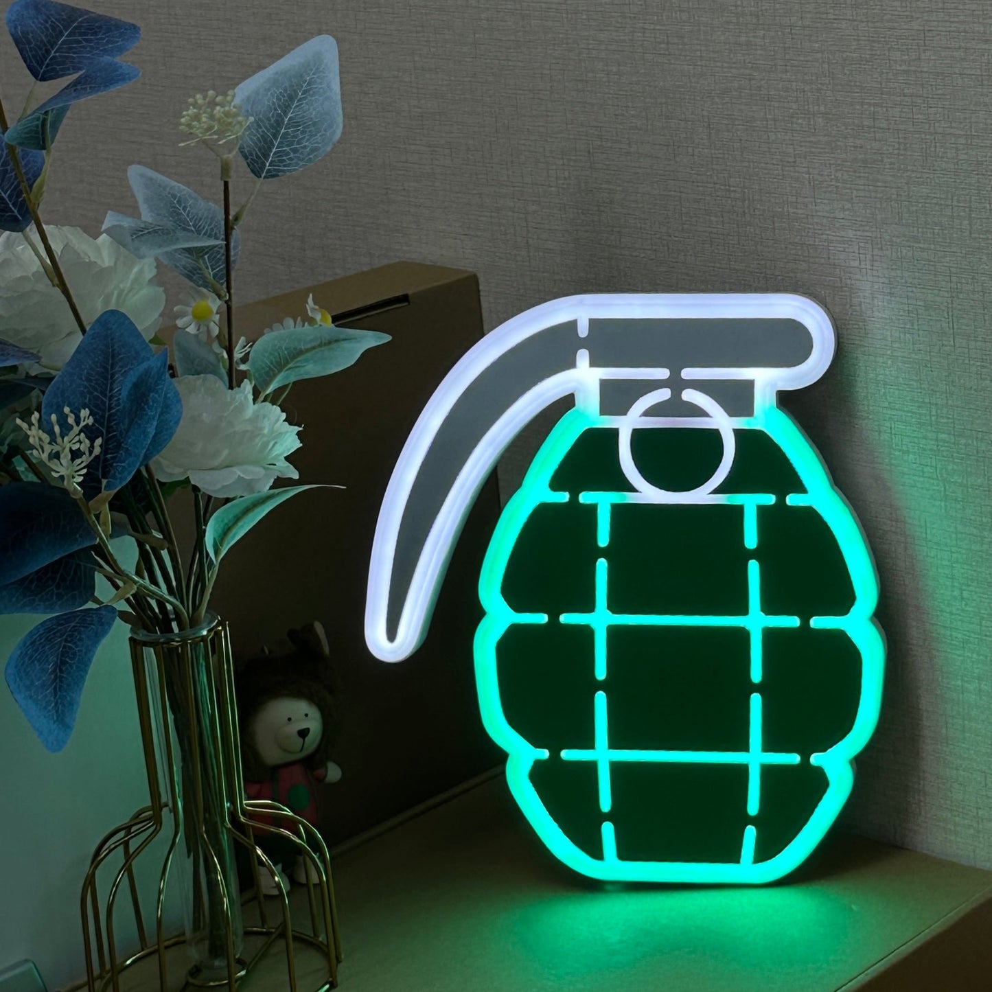 "Grenade" Neon-Like Schild, Spielzimmer-LED-Schild, Geschenk für Kinder und Spieler