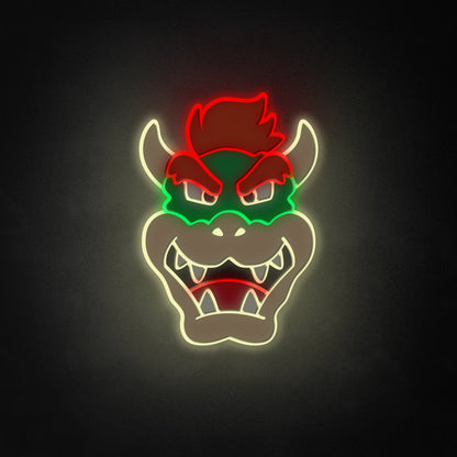 "Mario Bowser Face" Neon-Like Schild, Mario Spielzimmer Dekor, Geschenk für Kinder und Spieler