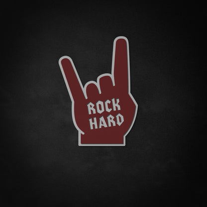 "Rock Hard" Neon-Like Schild, Rock & Roll LED Schild, Rock & Roll Wandschild