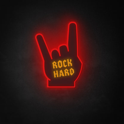 "Rock Hard" Neon-Like Schild, Rock & Roll LED Schild, Rock & Roll Wandschild