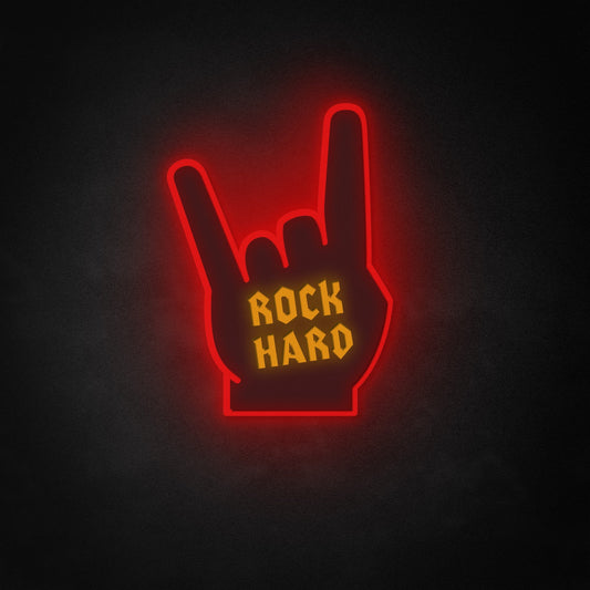 "Rock Hard" Neon Like Sign, Rock & Roll LED Sign, Rock & Roll Wall Sign