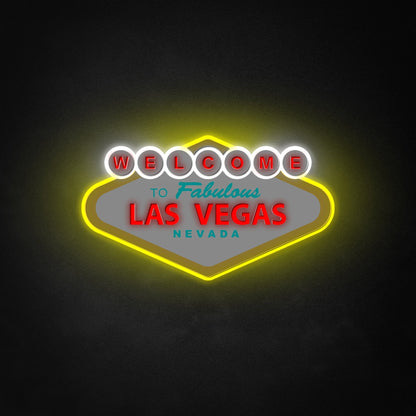 "Welcome To Fabulous Las Vegas" LED Neon Like Sign, Retro Game Room Decor