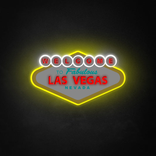 "Welcome To Fabulous Las Vegas" LED Neon Like Sign, Retro Game Room Decor