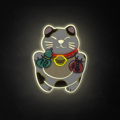 "Lucky Cat" Neon Like Sign, Lucky Cat LED Sign, Lucky Cat Wall Art