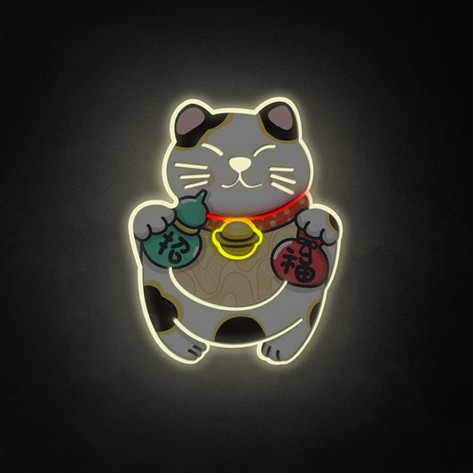 "Lucky Cat" Neon Like Sign, Lucky Cat LED Sign, Lucky Cat Wall Art